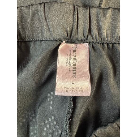 Juicy Couture Satin Pajama Set Y2K Black Silver Rhinestone PJ Size Large - Picture 15 of 15